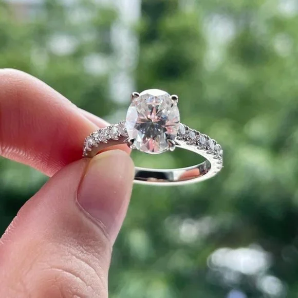 Certified 2.48ct. t.w. Moissanite Diamond Oval Engagement Ring NEW - Picture 11 of 16